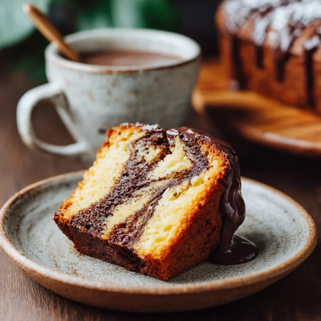 Gâteau marbré au Airfryer 8 part de gâteau marbré au Airfryer servie