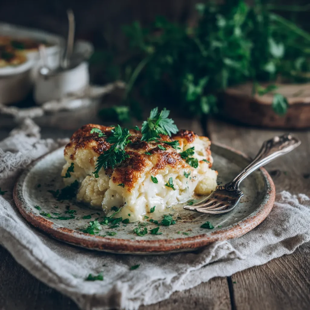 Gratin de chou-fleur au Airfryer 7 Portion servie de gratin de chou-fleur au Airfryer