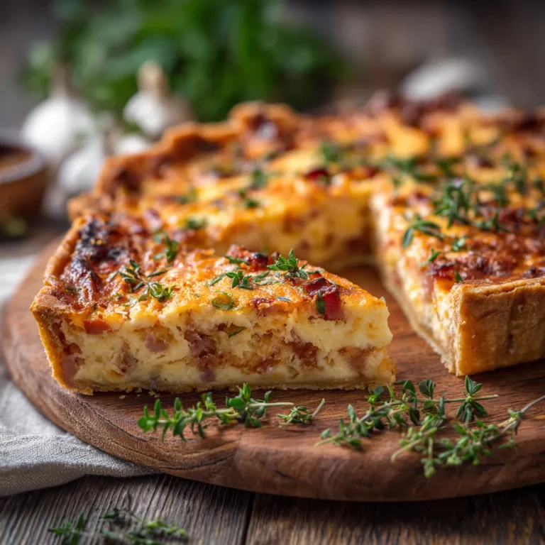 Recette de la Quiche lorraine au Air Fryer 6 Quiche lorraine au Air Fryer servie à table