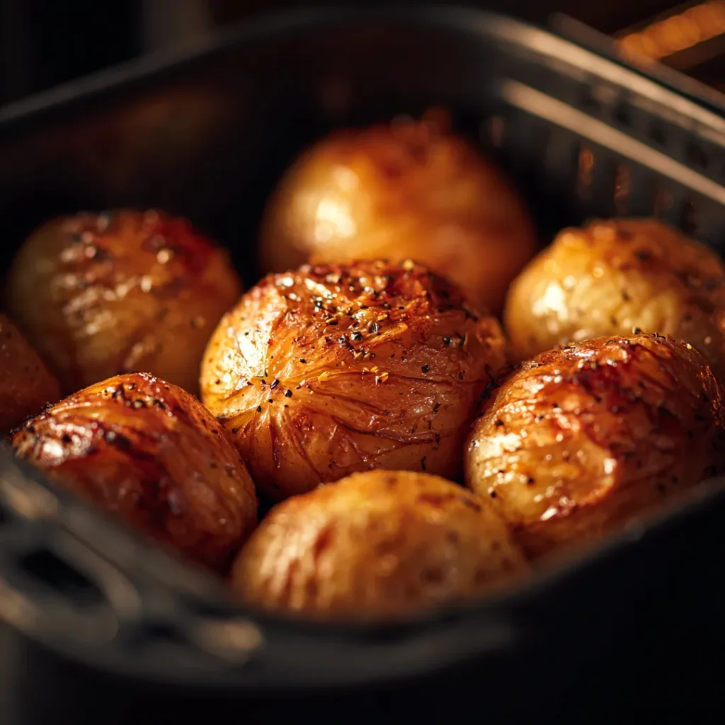 Pommes rôties au airfryer 6 Pommes en cuisson dans l’airfryer