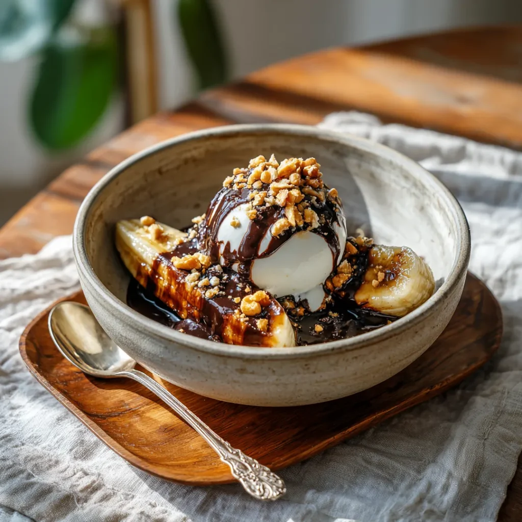 Recette Banane rôtie au Airfryer 7 Banane rôtie au airfryer servie en dessert