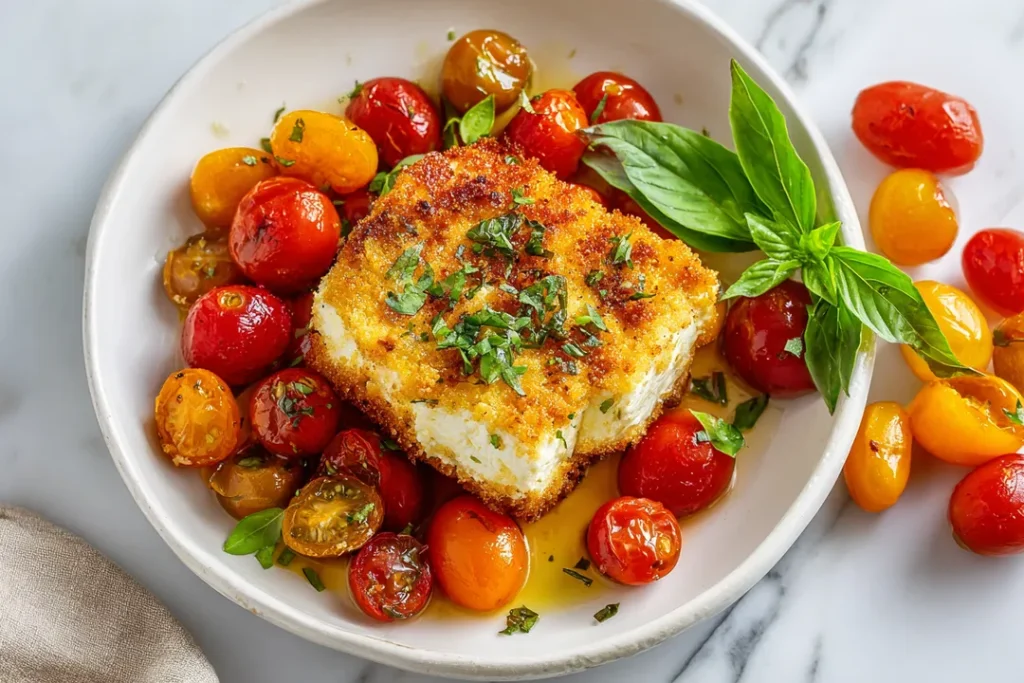 Recette burrata au airfryer 5 Burrata au airfryer servie avec accompagnement