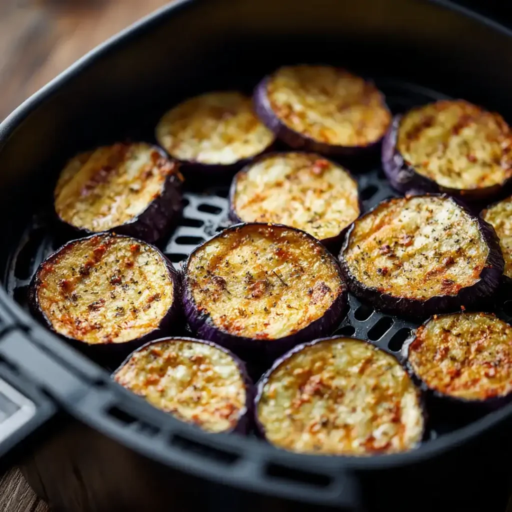 Aubergine au airfryer 5 Tranches d’aubergine dans un airfryer
