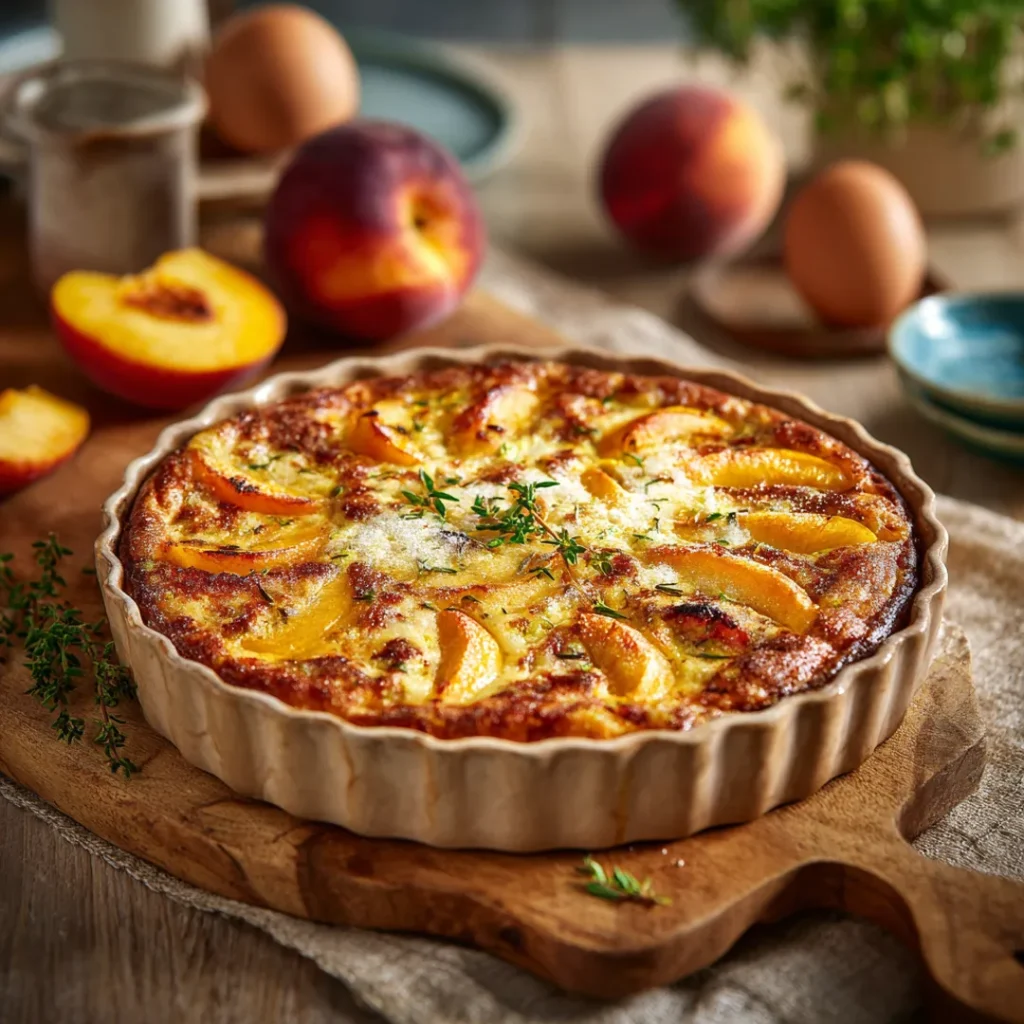 Clafoutis aux pêches au airfryer 4 clafoutis aux pêches entier avec croûte dorée