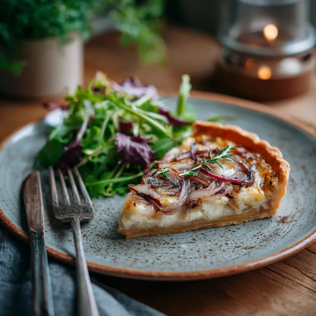 Tarte à l’oignon au airfryer 7 part de tarte à l’oignon servie