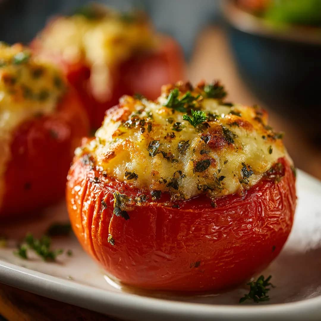 Tomates farcies au airfryer 3 tomates farcies airfryer dorées en gros plan