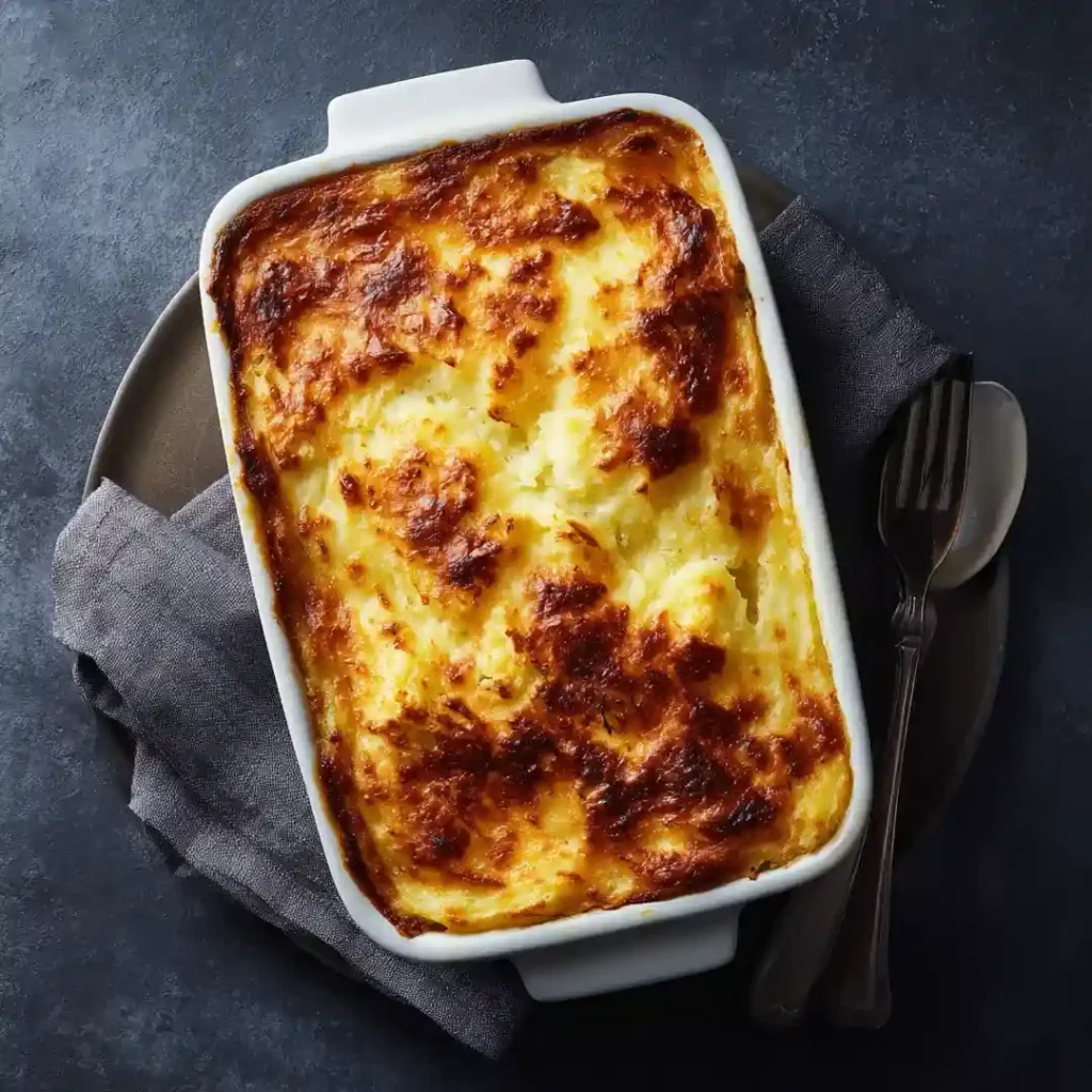 hachis Parmentier au Air Fryer dans un plat familial moderne