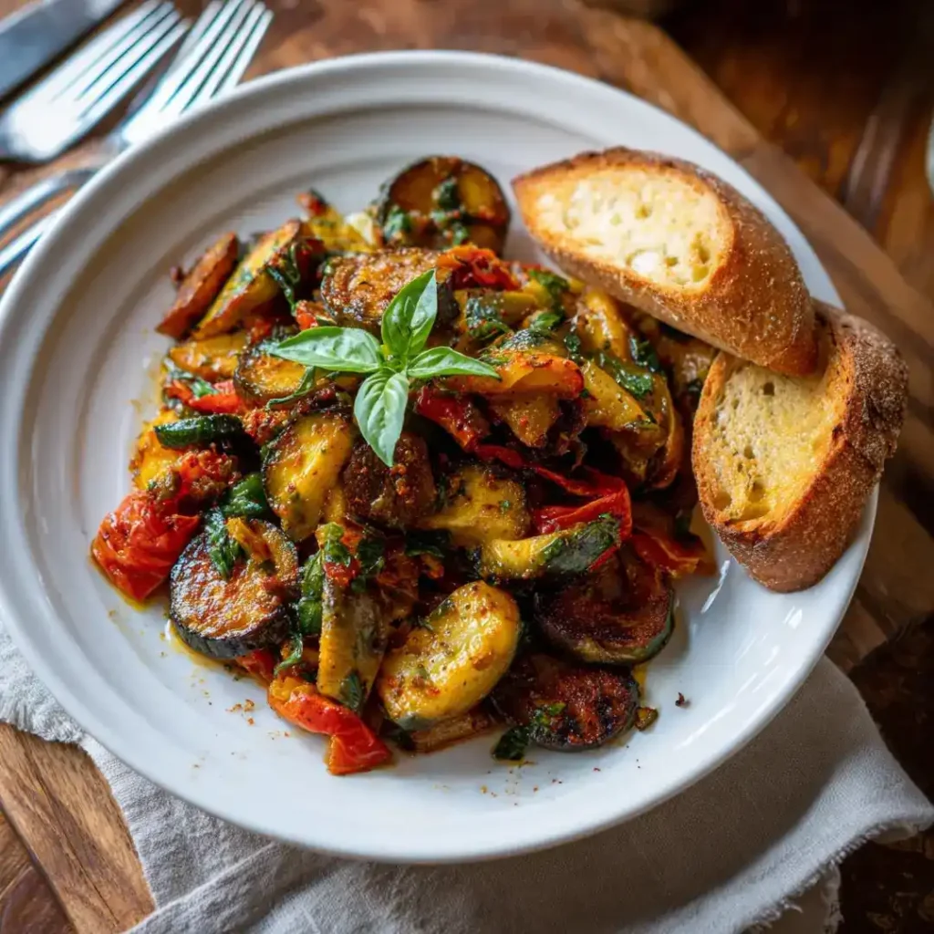 Ratatouille au airfryer 5 ratatouille au airfryer servie à table avec pain
