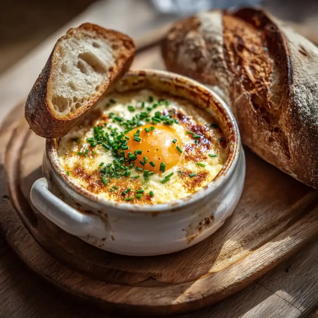 Œuf cocotte au airfryer 4 Œuf cocotte servi avec pain croustillant