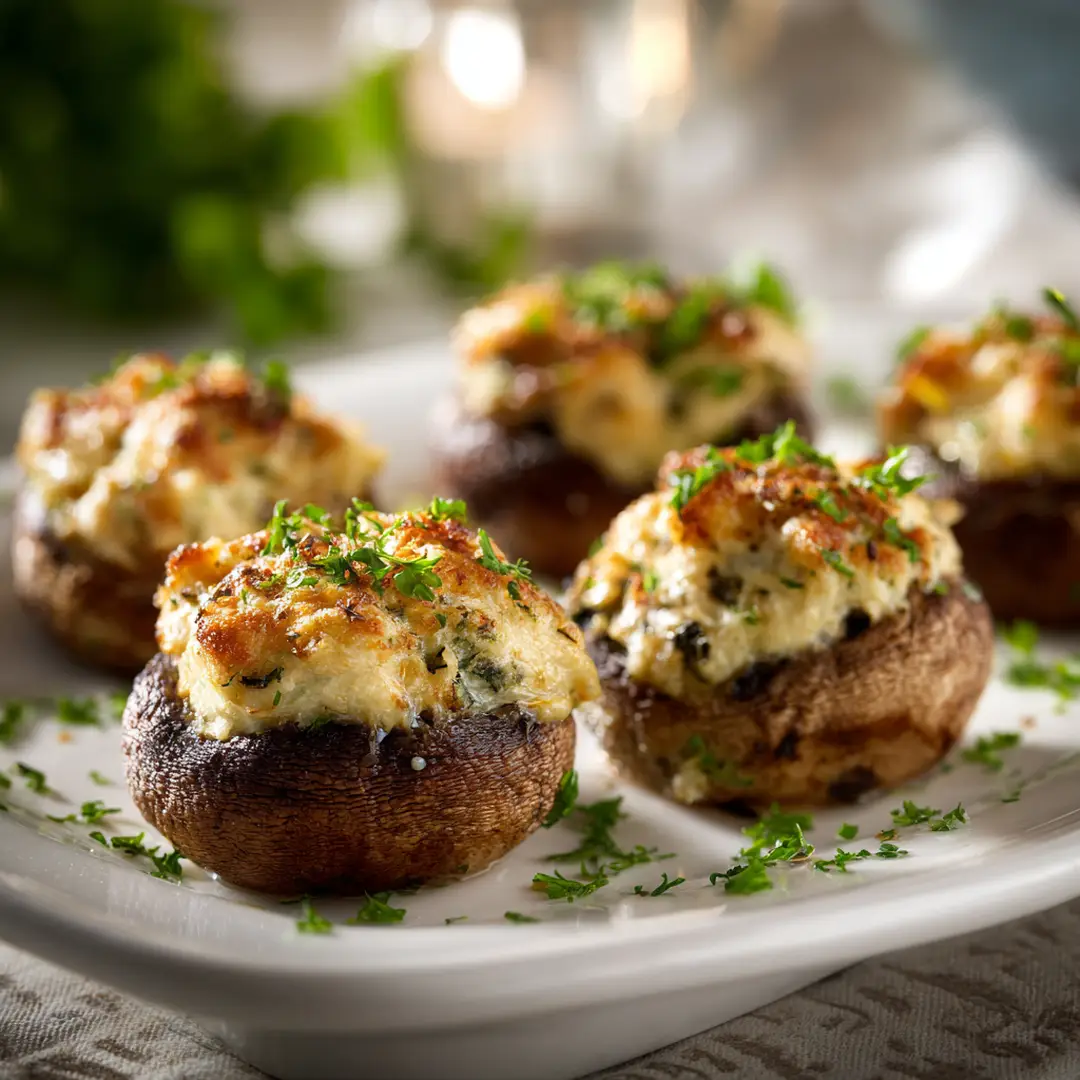 Champignons farcis au Air Fryer 3 Champignons farcis au air fryer dorés et croustillants