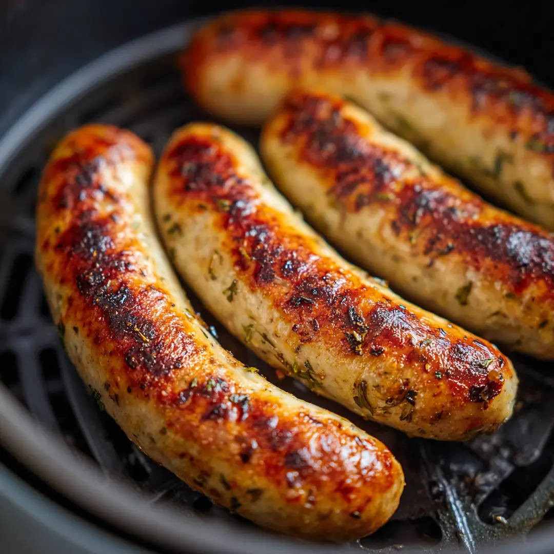 Boudin blanc au air fryer 4 Boudin blanc au air fryer doré dans la friteuse