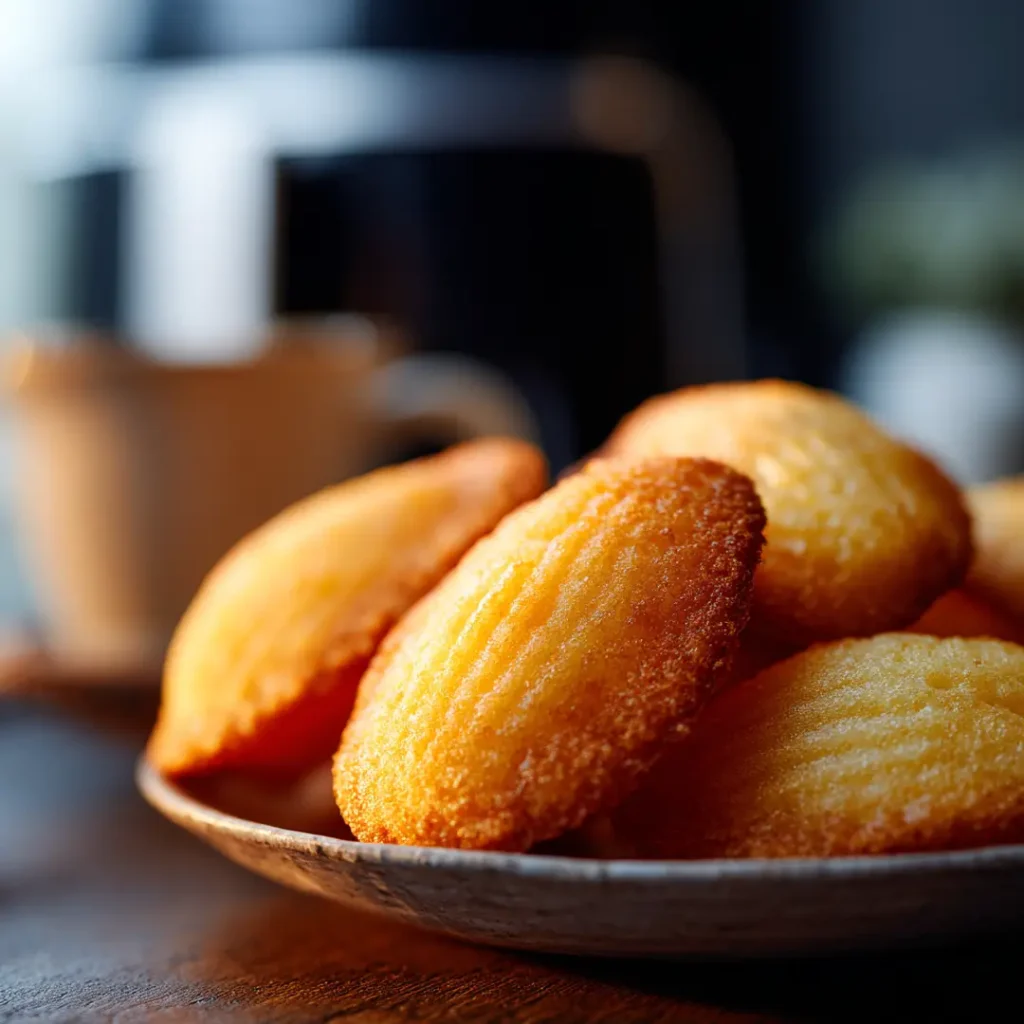Madeleines moelleuses au Airfryer dorées prêtes à servir