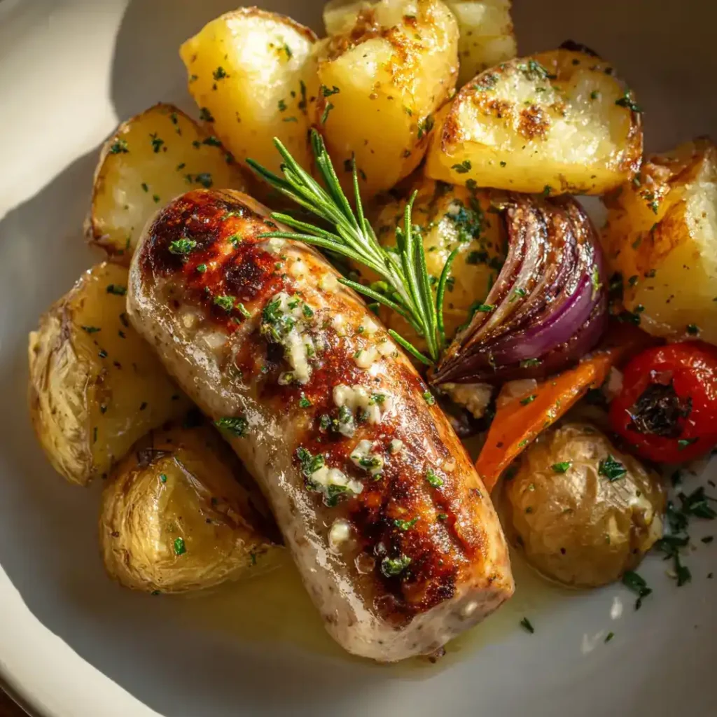 Boudin blanc au air fryer 6 Assiette boudin blanc air fryer et accompagnement