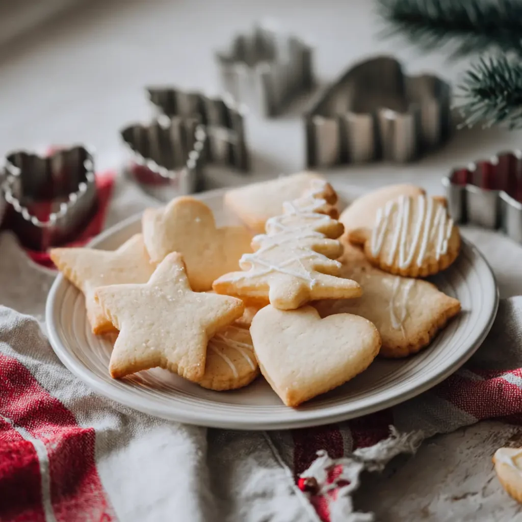 sablés de Noël à l’Airfryer en forme d’étoiles et de cœurs