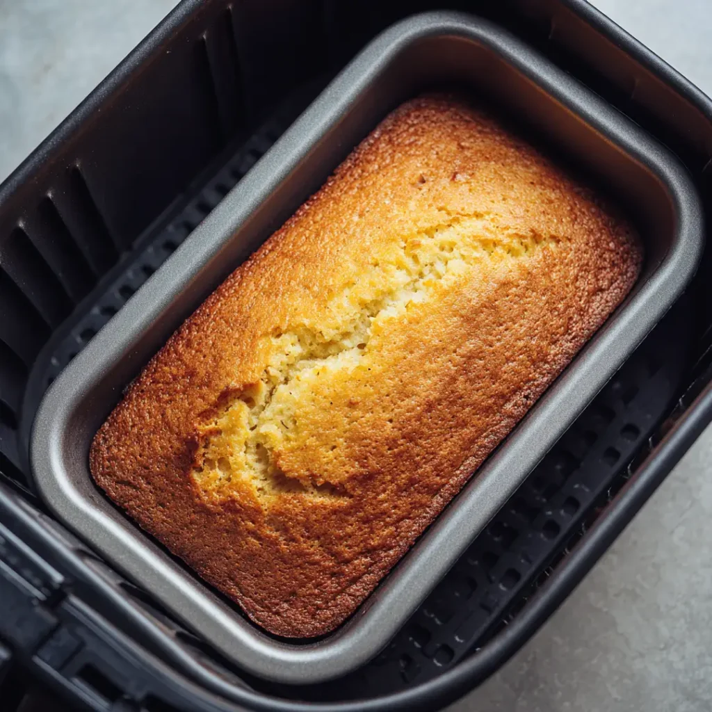 Gâteau au citron au Airfryer 6 Gâteau au citron au Airfryer fraîchement cuit dans le panier