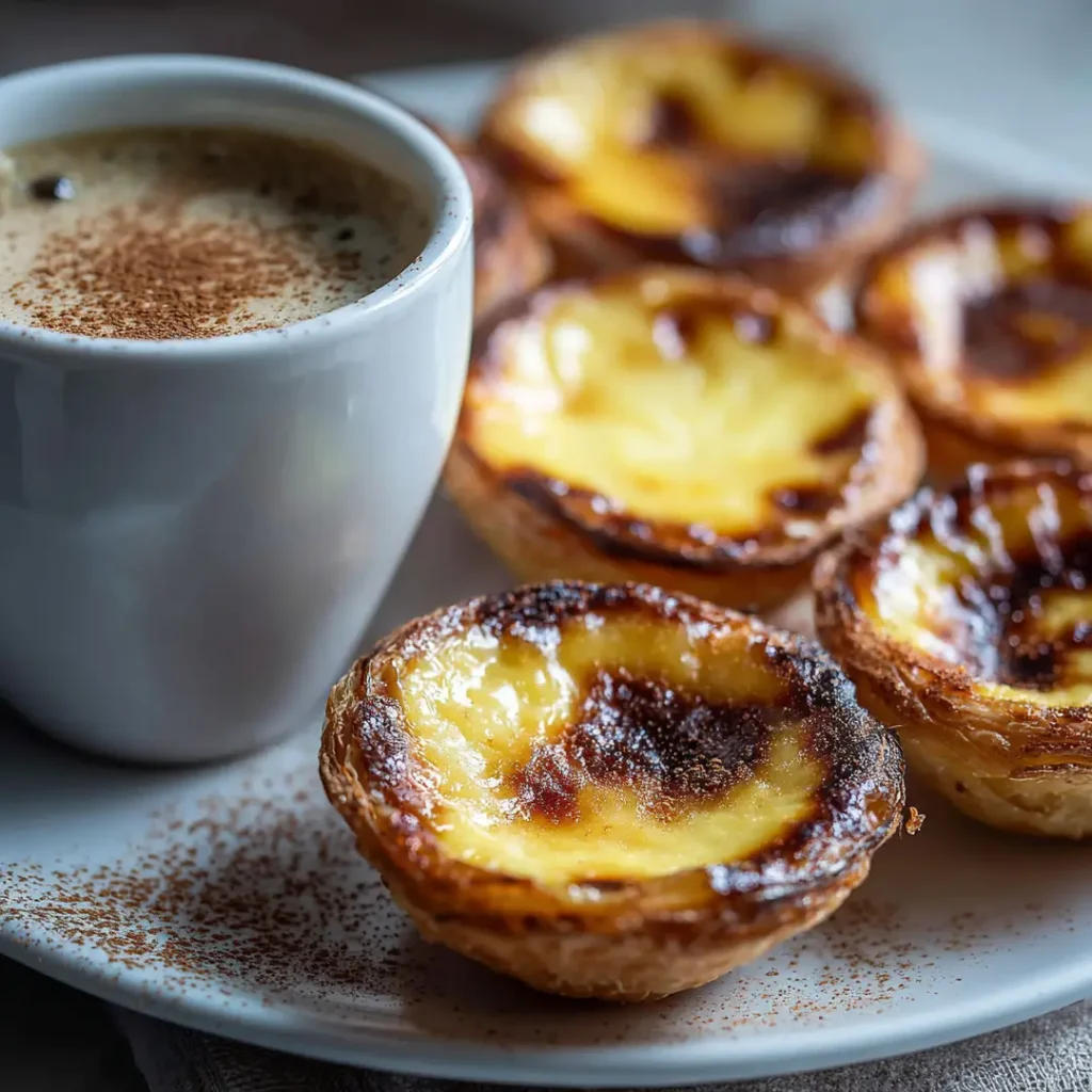 pasteis de nata à l’airfryer servis avec café