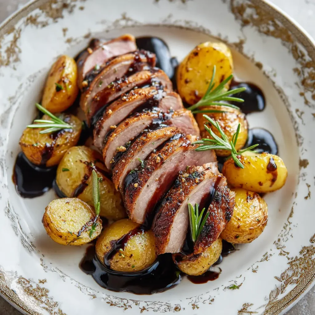 Magret de canard au AirFryer 7 magret de canard servi avec pommes de terre