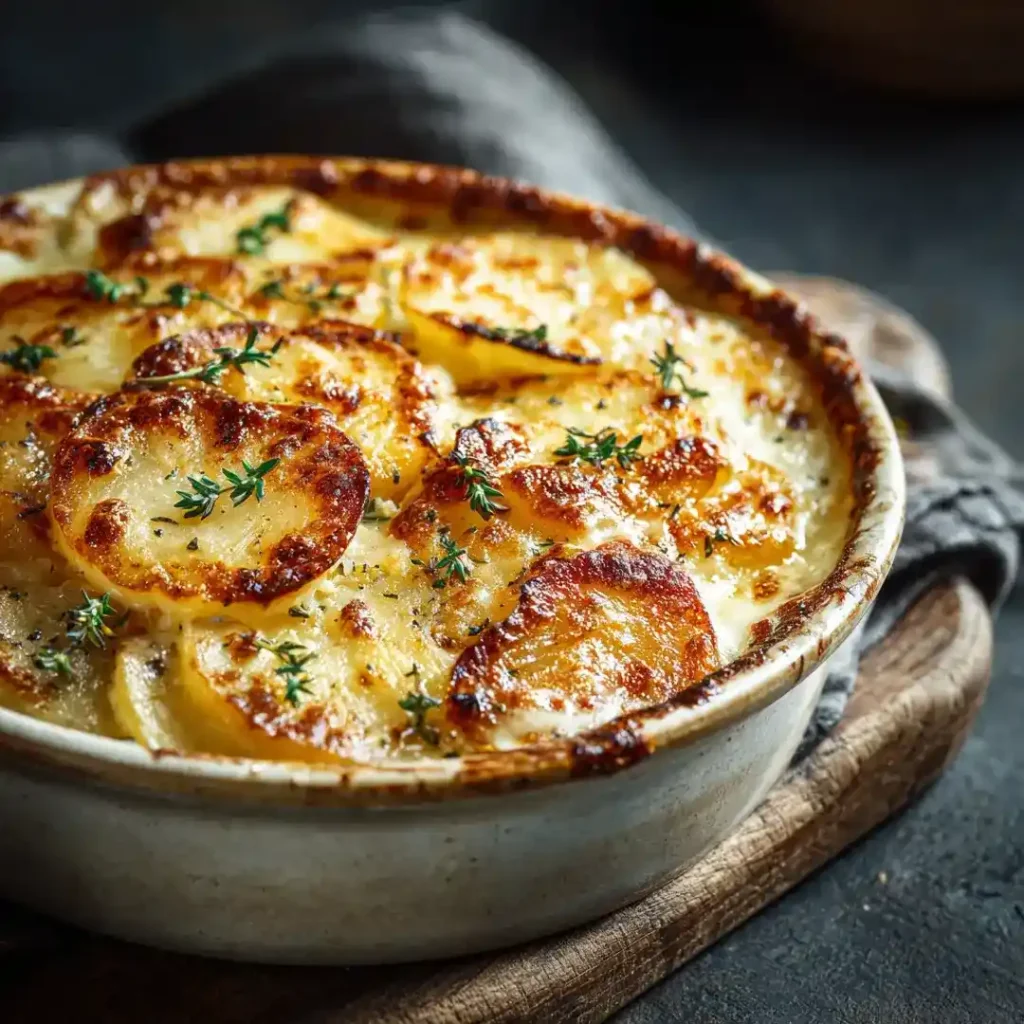 Gratin dauphinois au airfryer 4 gratin dauphinois au airfryer dans un plat rond doré