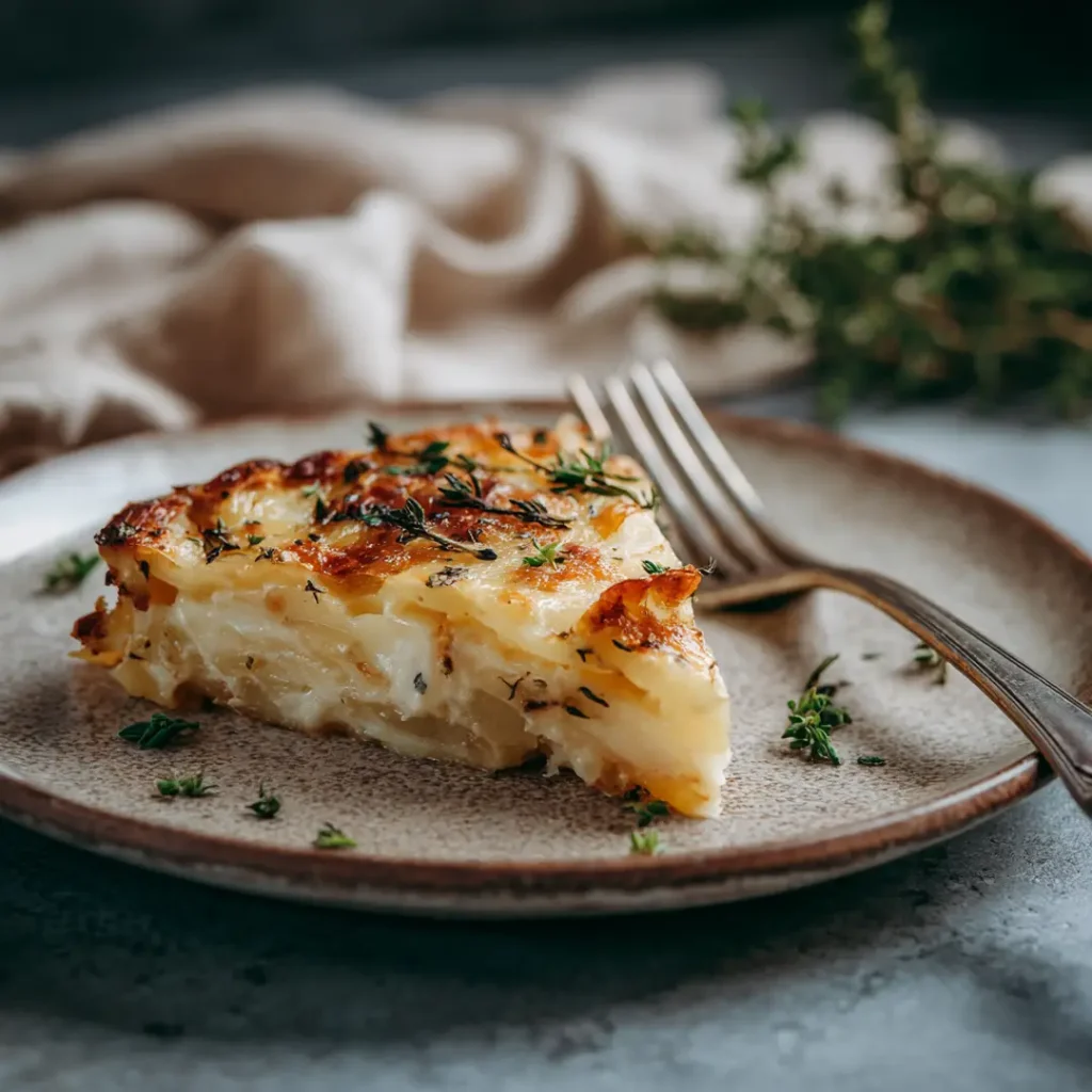 Gratin dauphinois au airfryer 5 part de gratin dauphinois servie dans une assiette