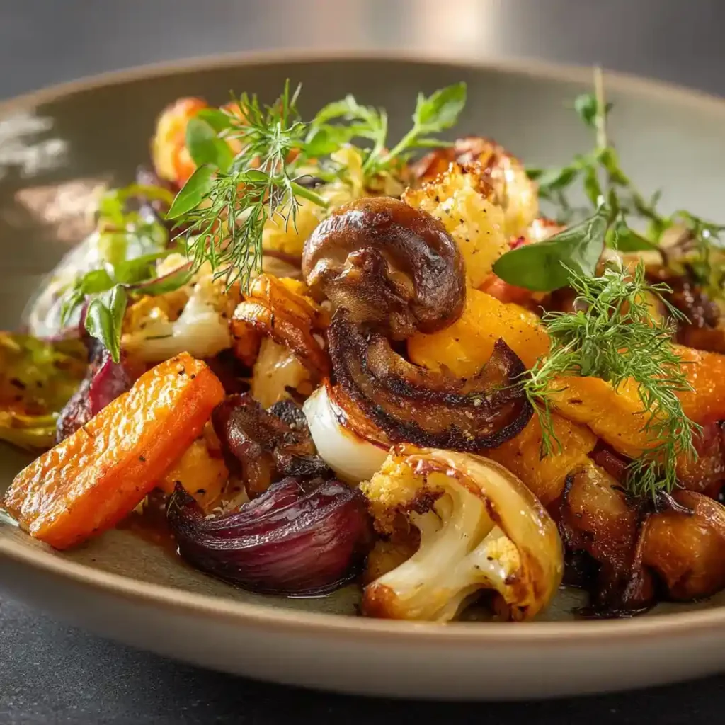 Légumes d'hiver rôtis au airfryer : secrets pour une cuisson rapide et savoureuse 7 Assiette de légumes d’hiver rôtis à l’air fryer