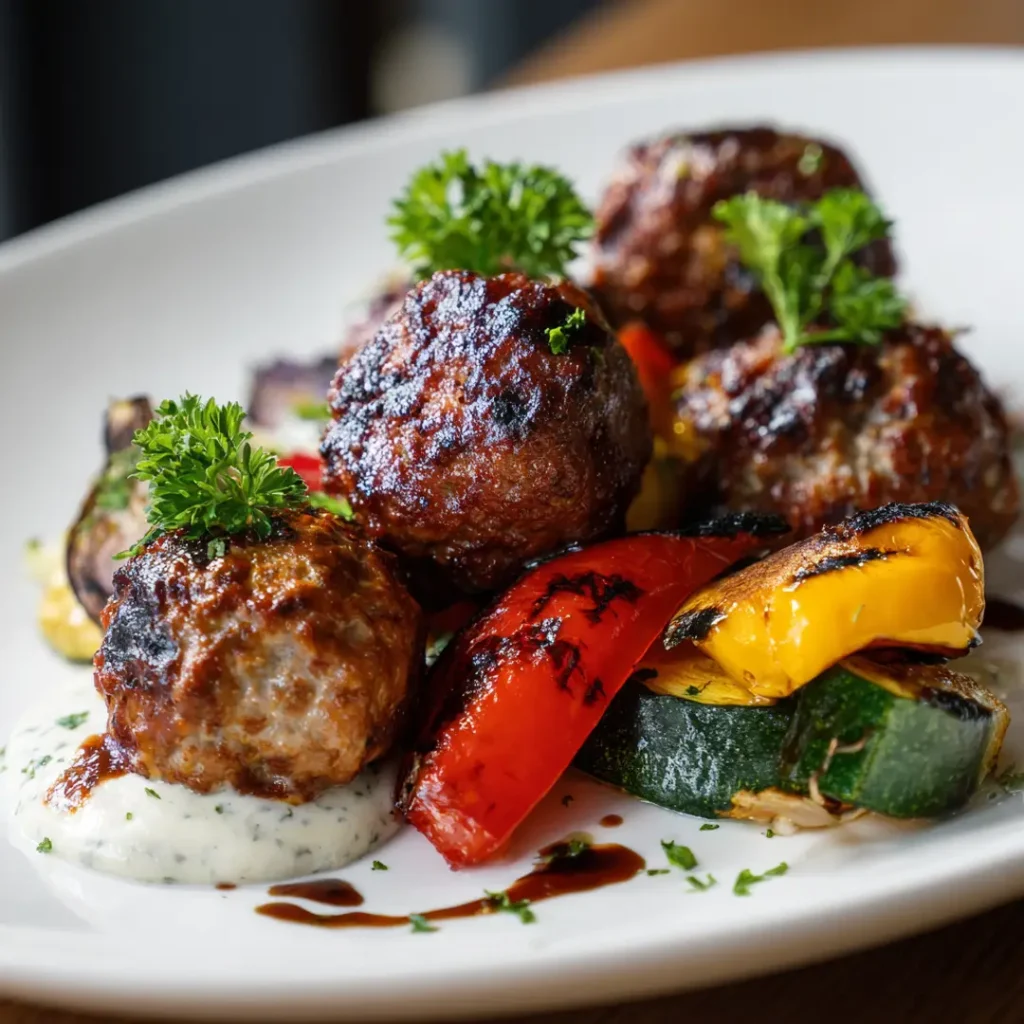 Boulettes de viande au Airfryer 6 Assiette de boulettes de viande prêtes à déguster
