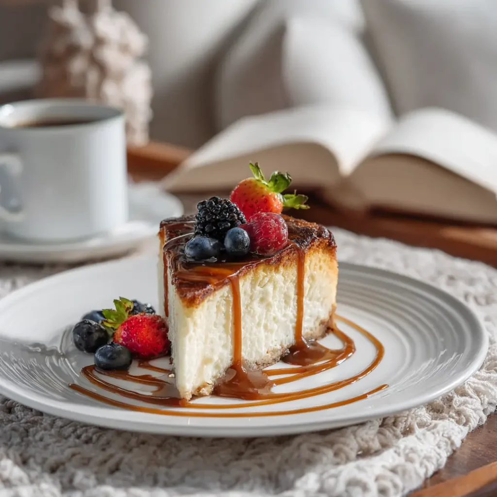 part de cheesecake au airfryer servie