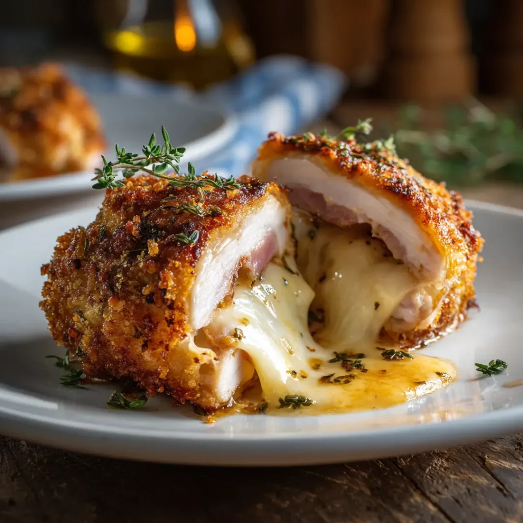 cordon bleu à l’airfryer croustillant maison servi chaud