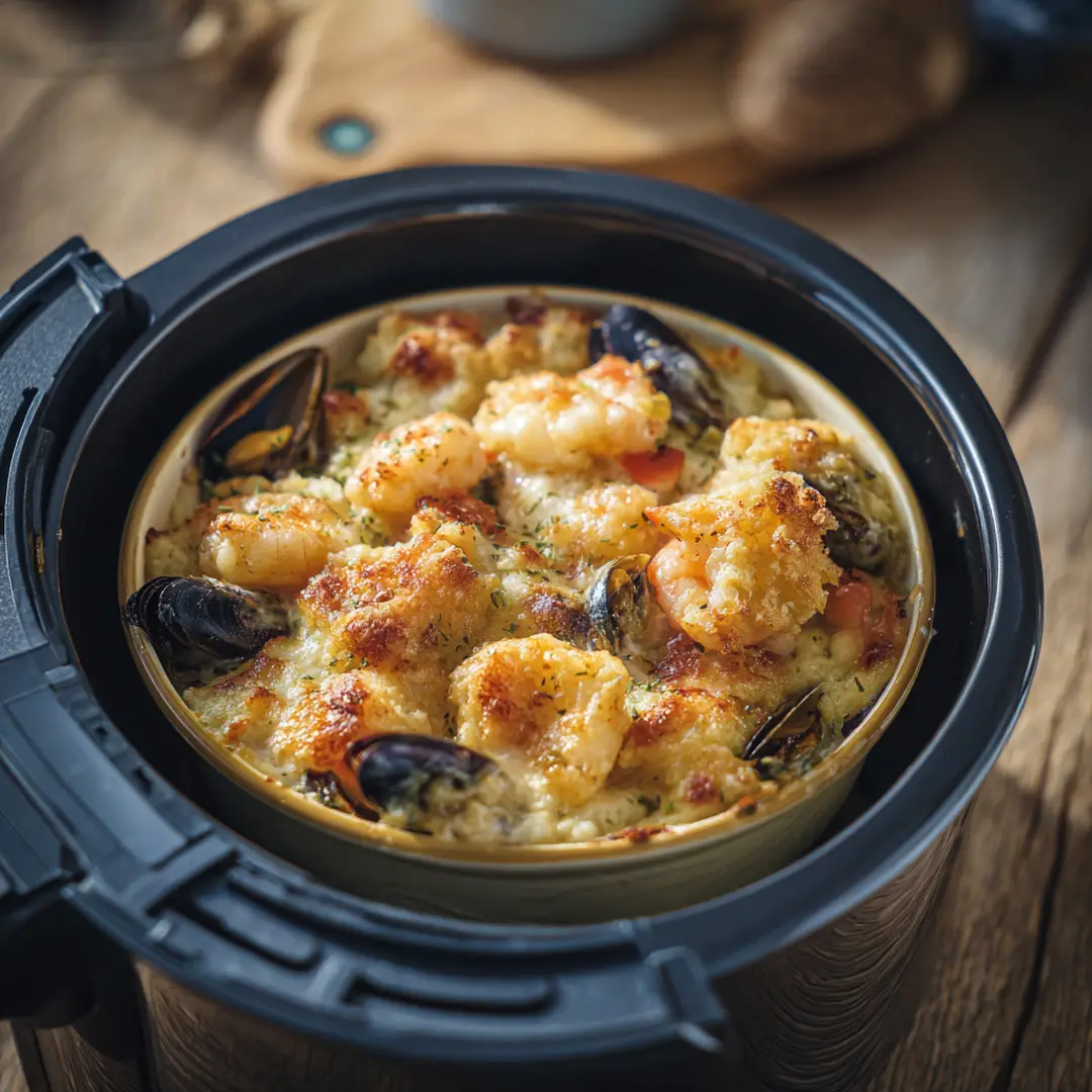 gratin de fruits de mer au Airfryer prêt à servir