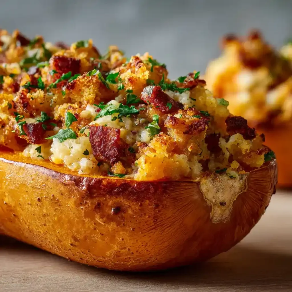 Butternut farcie au Airfryer 7 Butternut farcie au Airfryer vue de près