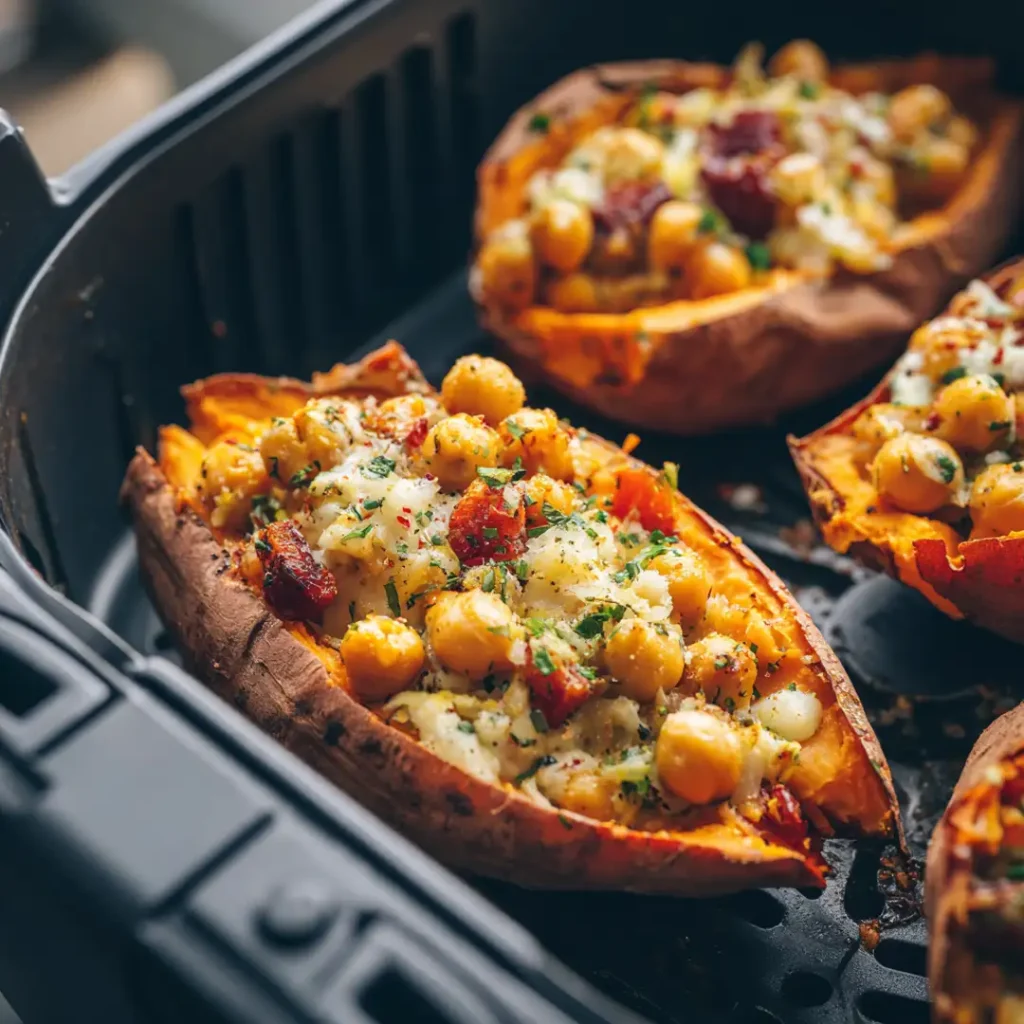 Patate douce farcie au airfryer 6 Patate douce farcie remise au airfryer pour gratiner