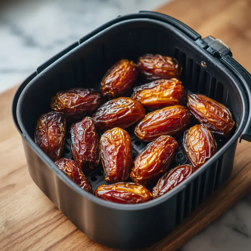 Dattes farcies au airfryer 7 Dattes farcies au airfryer en cuisson