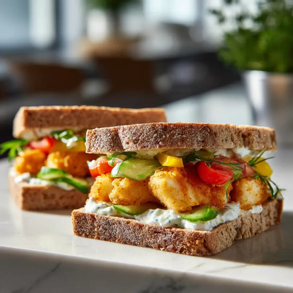 Sandwich aux doigts de poisson au Airfryer 6 Sandwich aux doigts de poisson au Airfryer version healthy