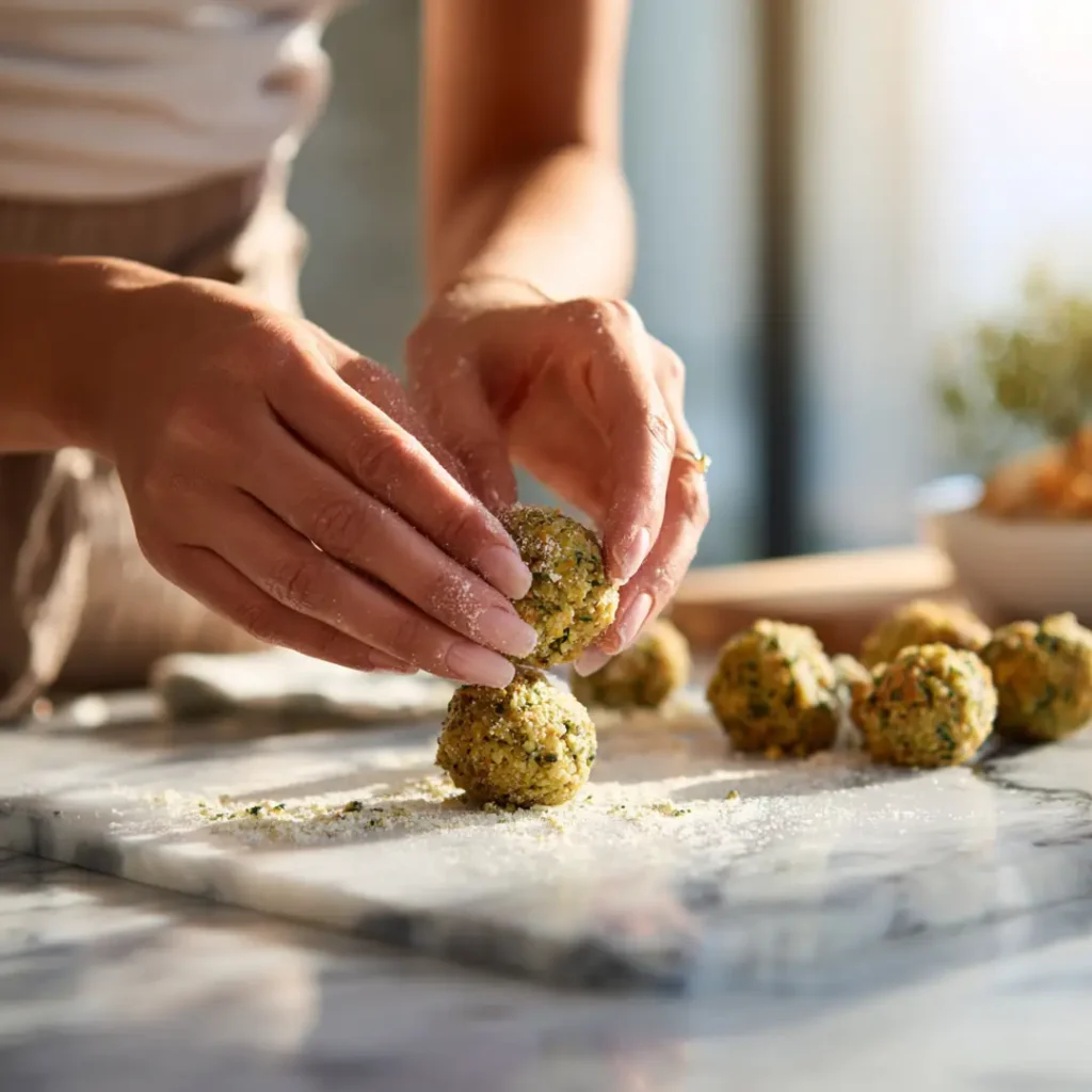 Falafels au AirFryer 8 Façonnage des falafels au AirFryer en boules