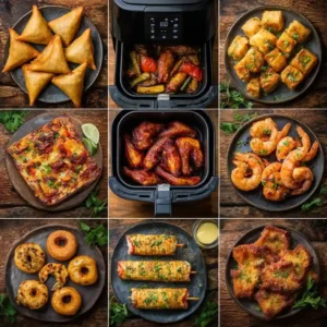 Recettes au airfryer faciles : 20 idées rapides et croustillantes 45 recettes au airfryer faciles présentées en grille avec plusieurs plats