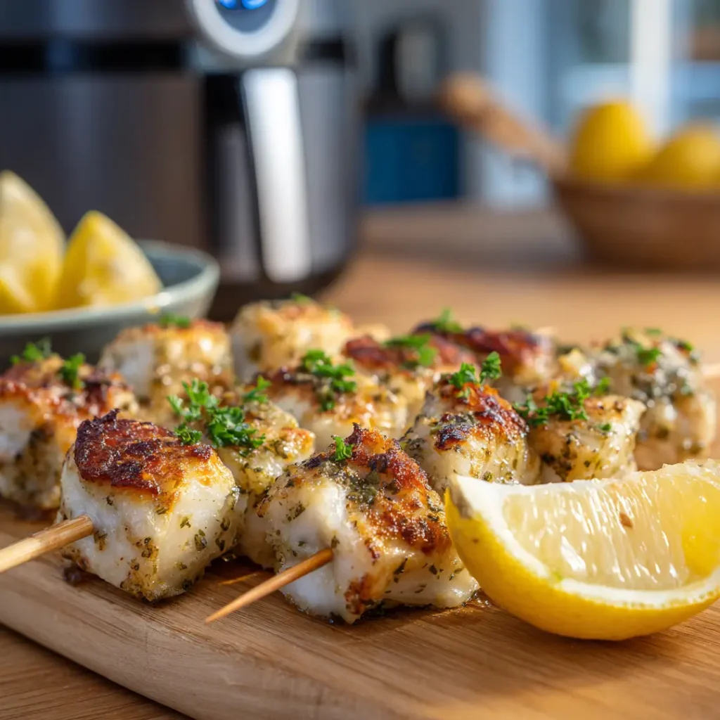 Recettes au airfryer faciles : 20 idées rapides et croustillantes 8 brochettes de lotte au airfryer croustillantes