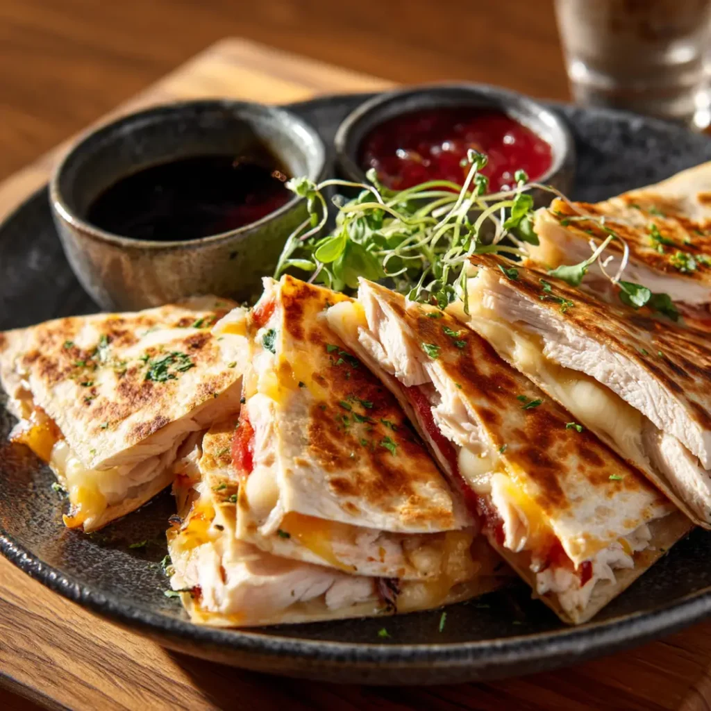 Quesadillas au poulet au airfryer 8 quesadillas au poulet au airfryer servies