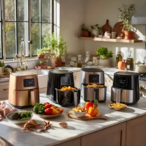 Meilleur Airfryer 2026 : le comparatif honnête d'une cuisinière (pas d'un labo) 16 Comparatif des meilleurs airfryers 2026 sur un plan de travail de cuisine