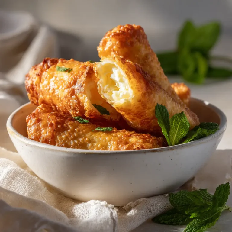Préparation des roulés feta au airfryer — bâtonnet de feta posé sur le bord d'une demi-feuille de brick avant roulage en cigare