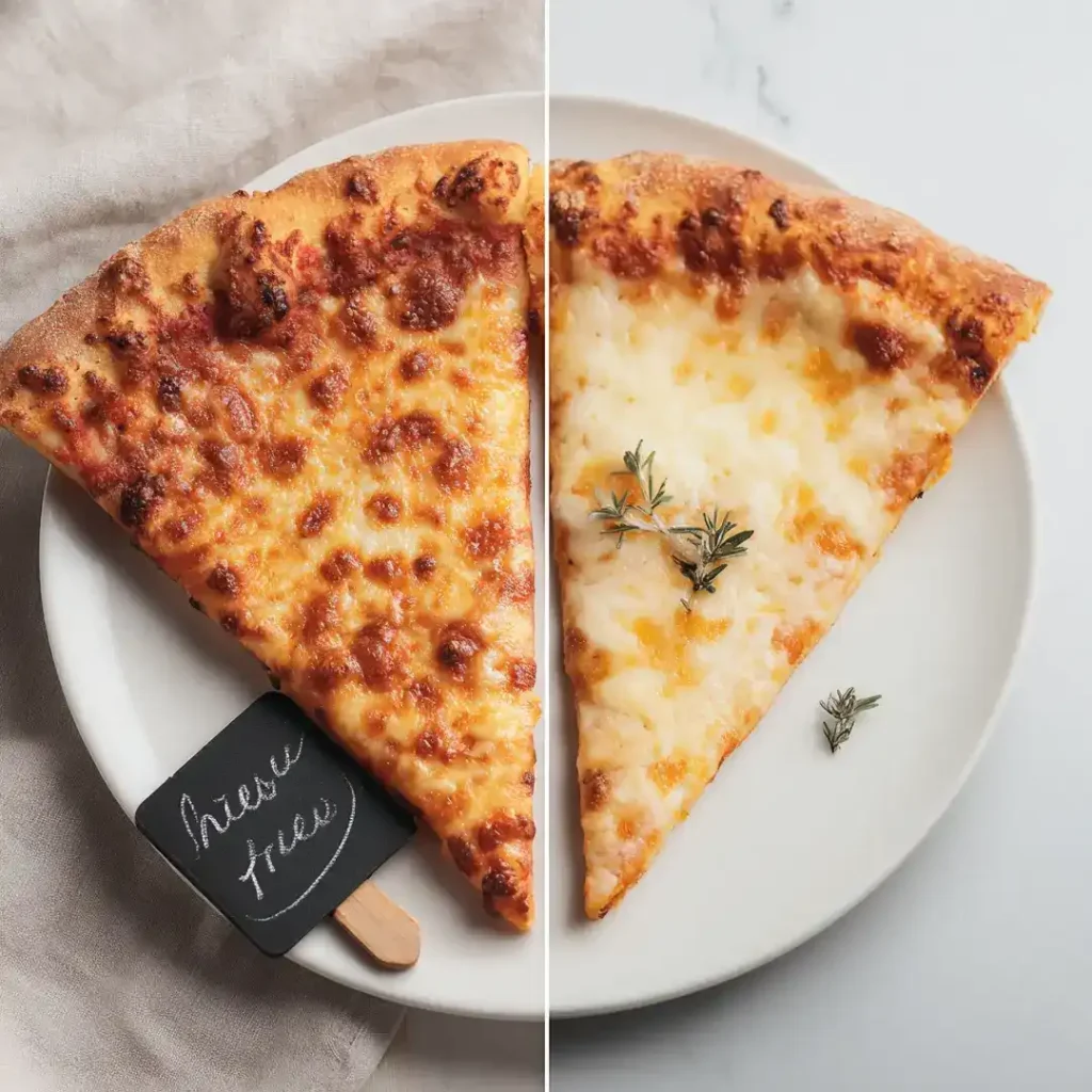 Réchauffer au airfryer : le guide complet 2 Comparatif visuel entre une pizza réchauffée au airfryer croustillante et une pizza réchauffée au micro-ondes molle