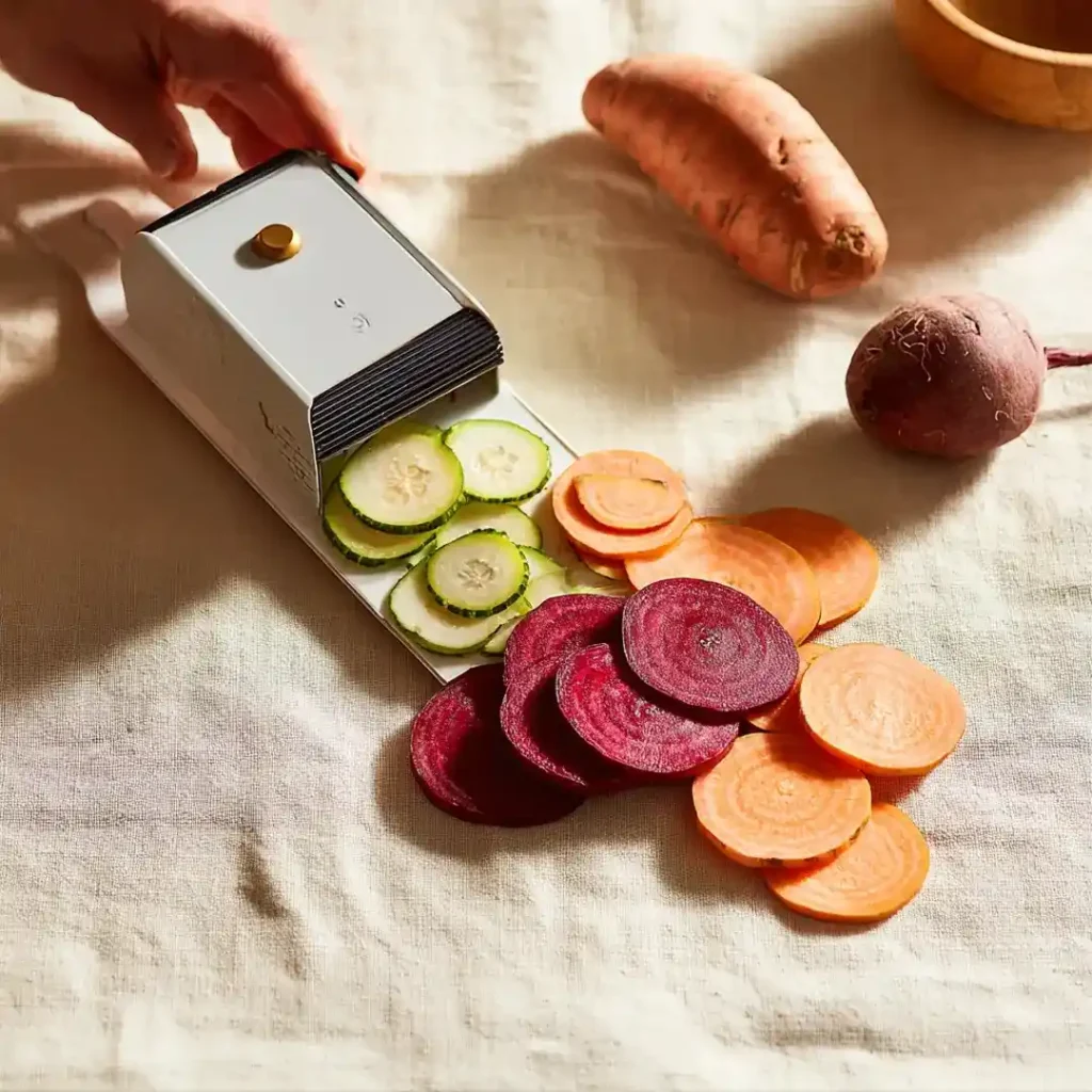 Chips de légumes airfryer 6 Tranches fines de betterave et patate douce découpées à la mandoline pour des chips de légumes airfryer