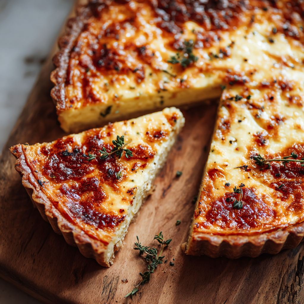 Recette de la Quiche lorraine au Air Fryer 9 Quiche lorraine au Air Fryer servie à table